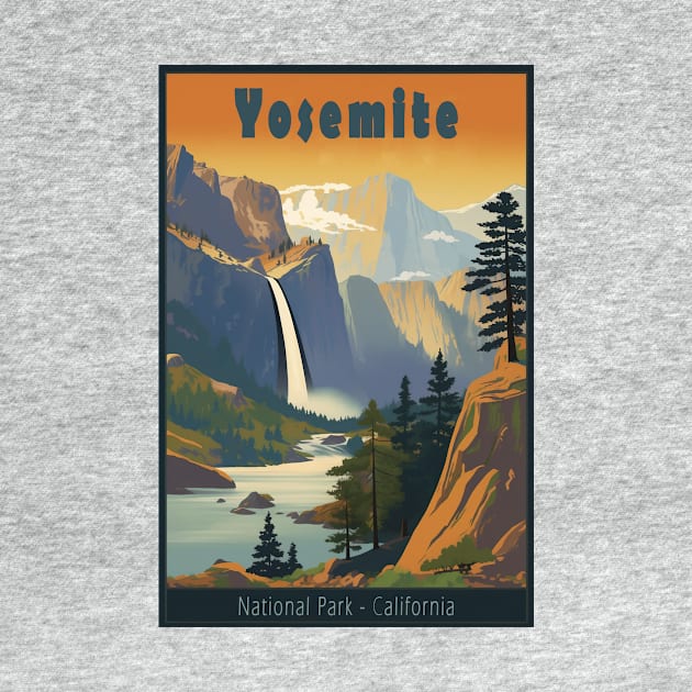 Yosemite National Park Vintage Travel Poster by GreenMary Design